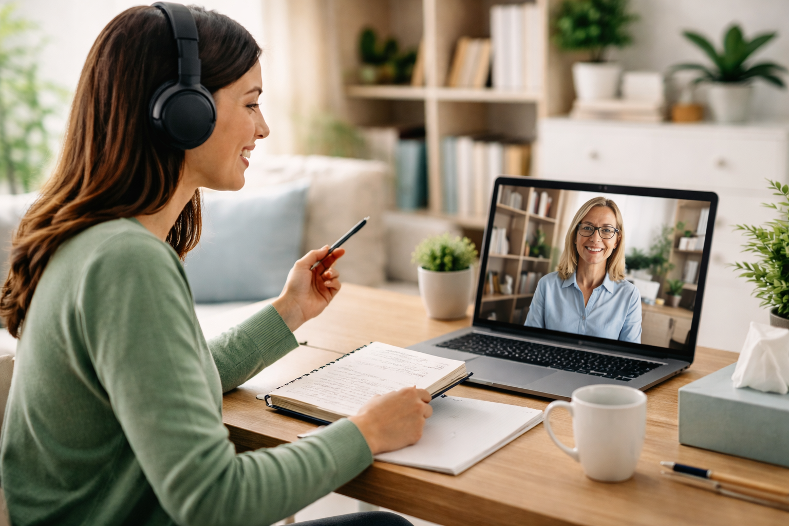 Telehealth therapy session at home